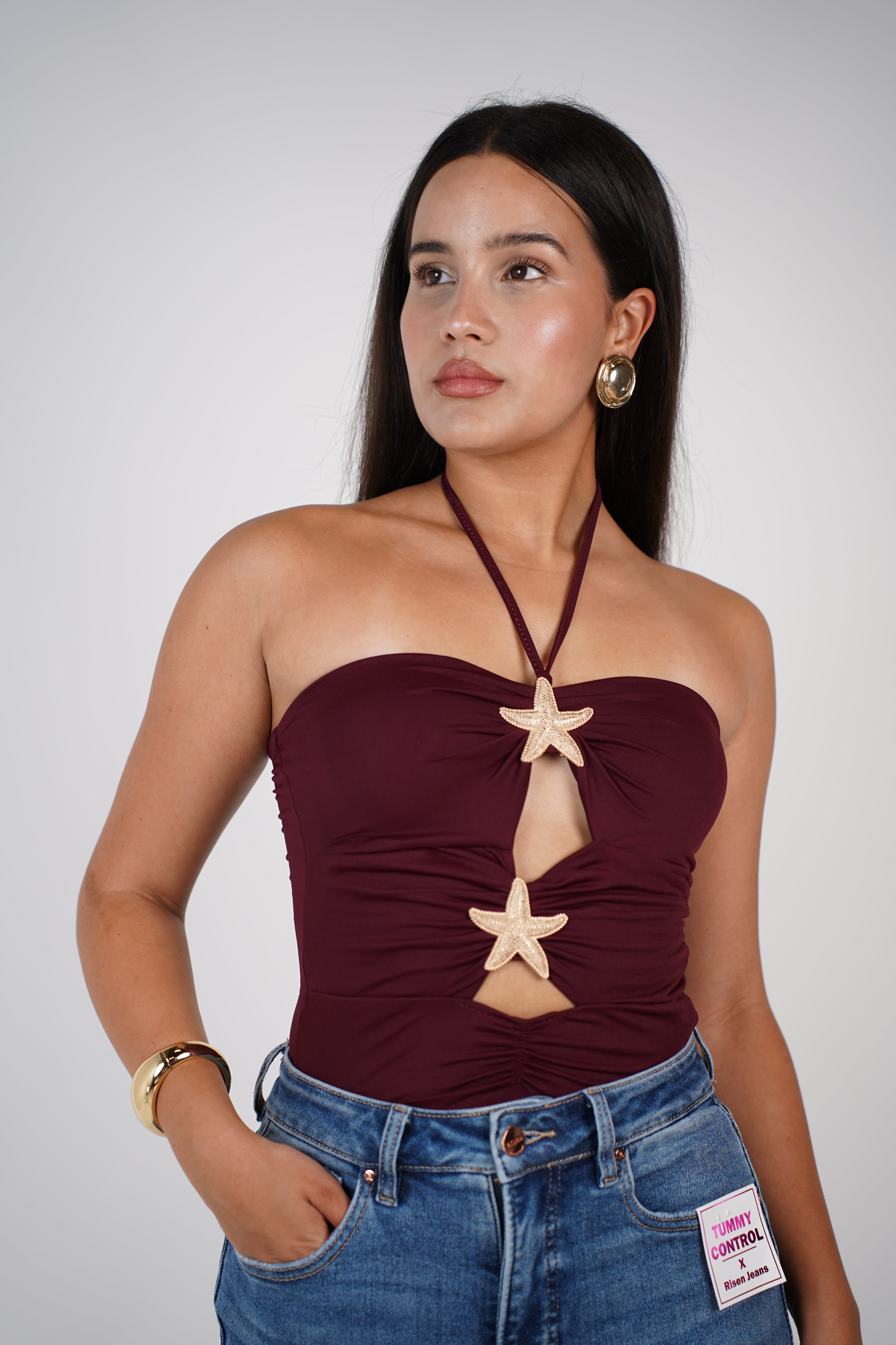 Gold Starfish Bodysuit – Coastal Glam Cut-Out One-Piece