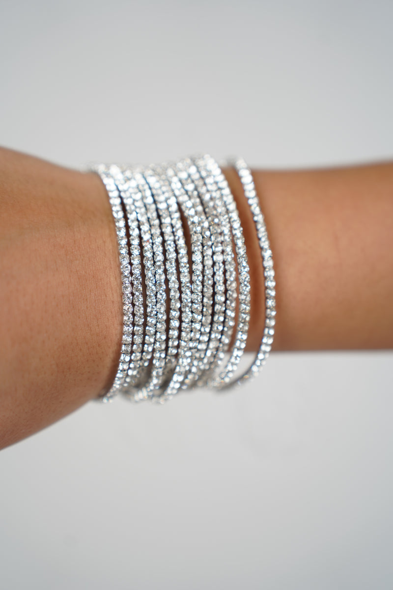 Tani Diamond Bracelets – Layered Silver Rhinestone Wrap