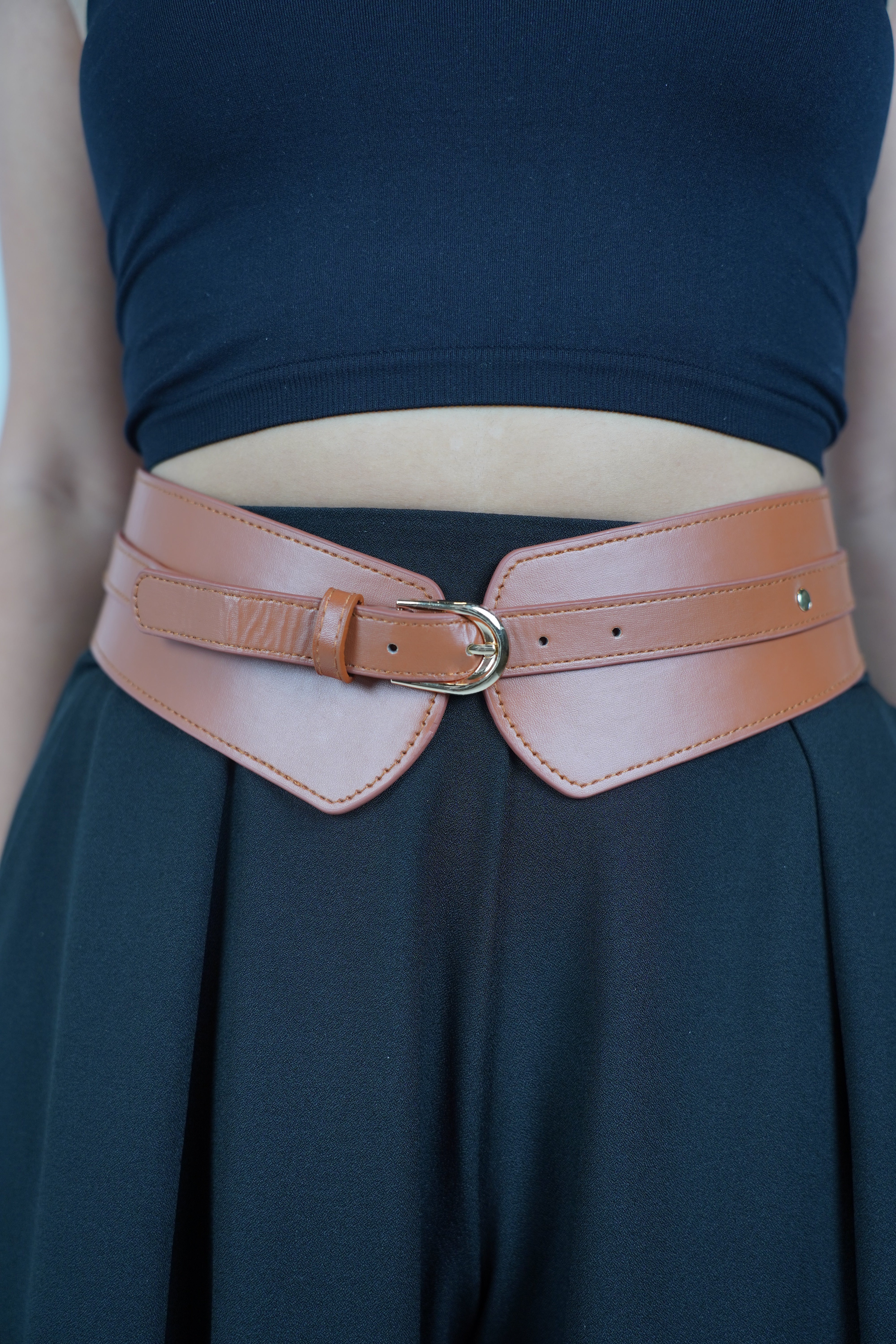 Keisa Elastic Thick Belt – Waist-Sculpting Faux Leather Belt
