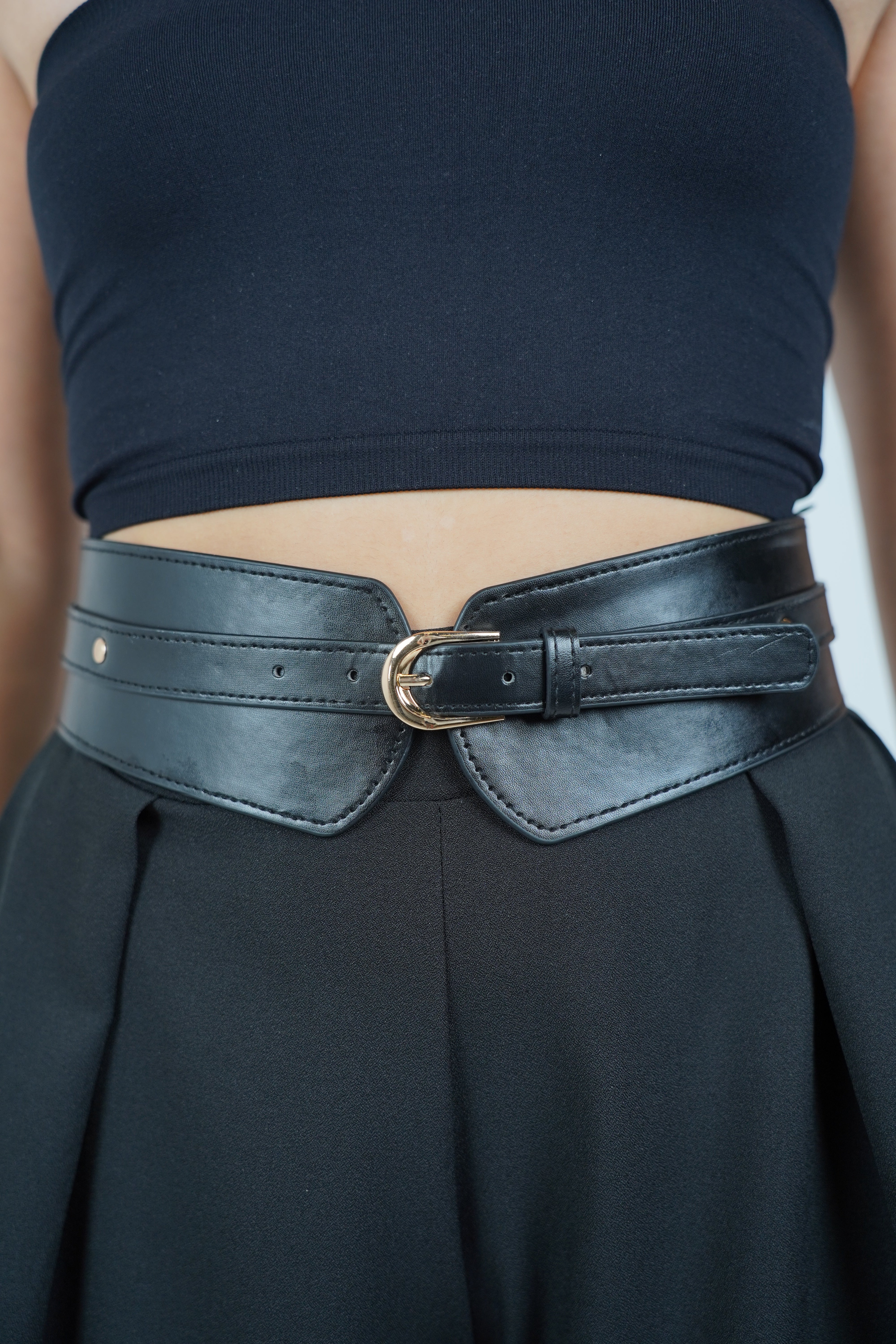 Keisa Elastic Thick Belt – Waist-Sculpting Faux Leather Belt