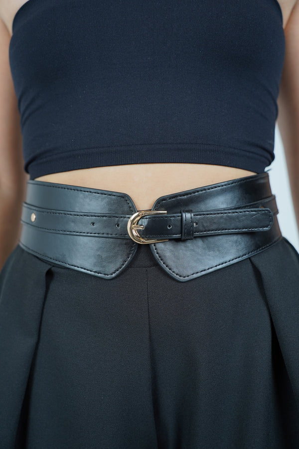 Cinturón grueso elástico Keisa – Cinturón de imitación de cuero que esculpe la cintura