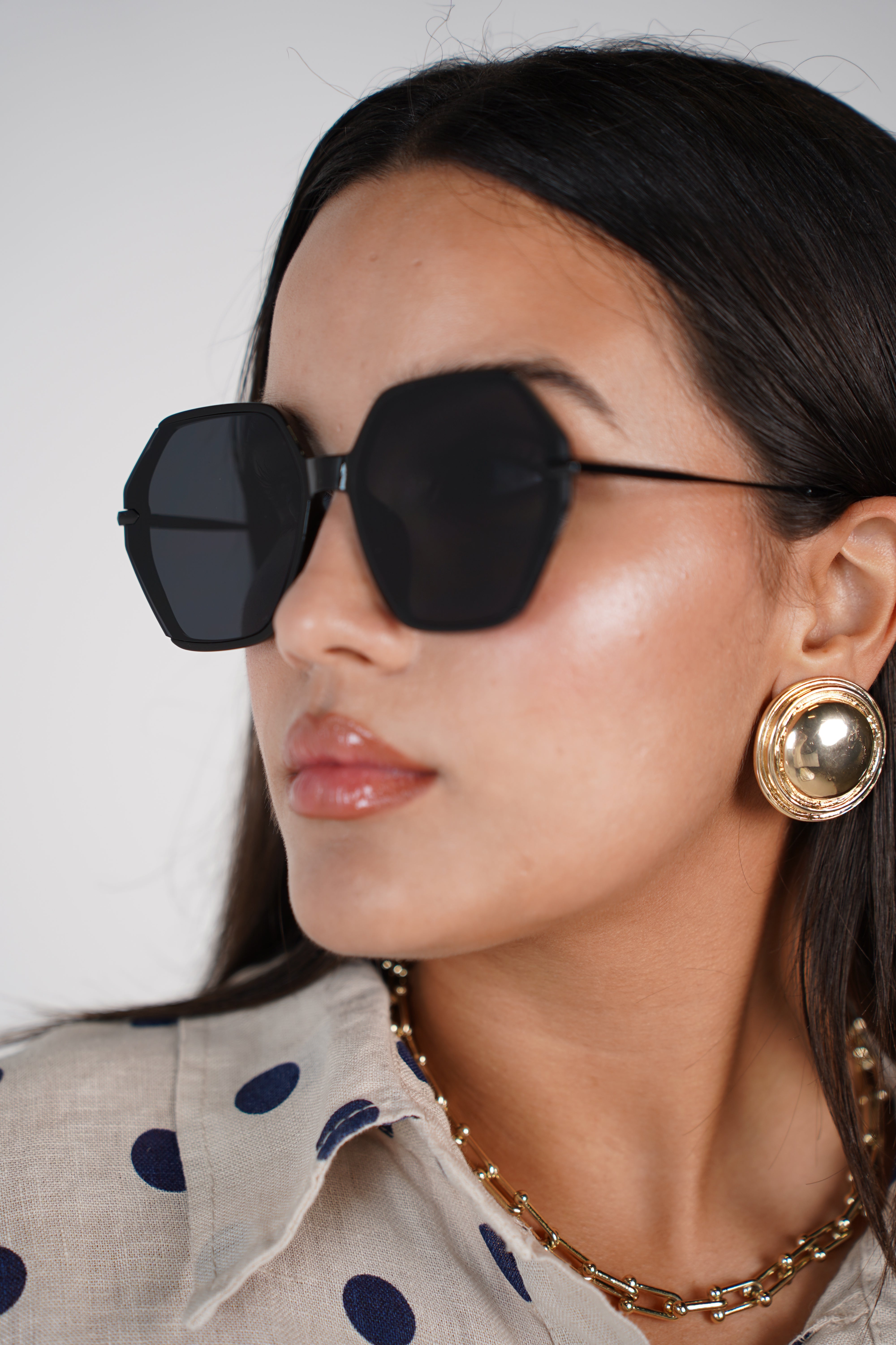 Luma Oversized Sunglasses – Matte Black Octagon Statement