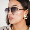 Sora Oversized Aviator Sunglasses – Sleek Golden Frame with Warm Tint