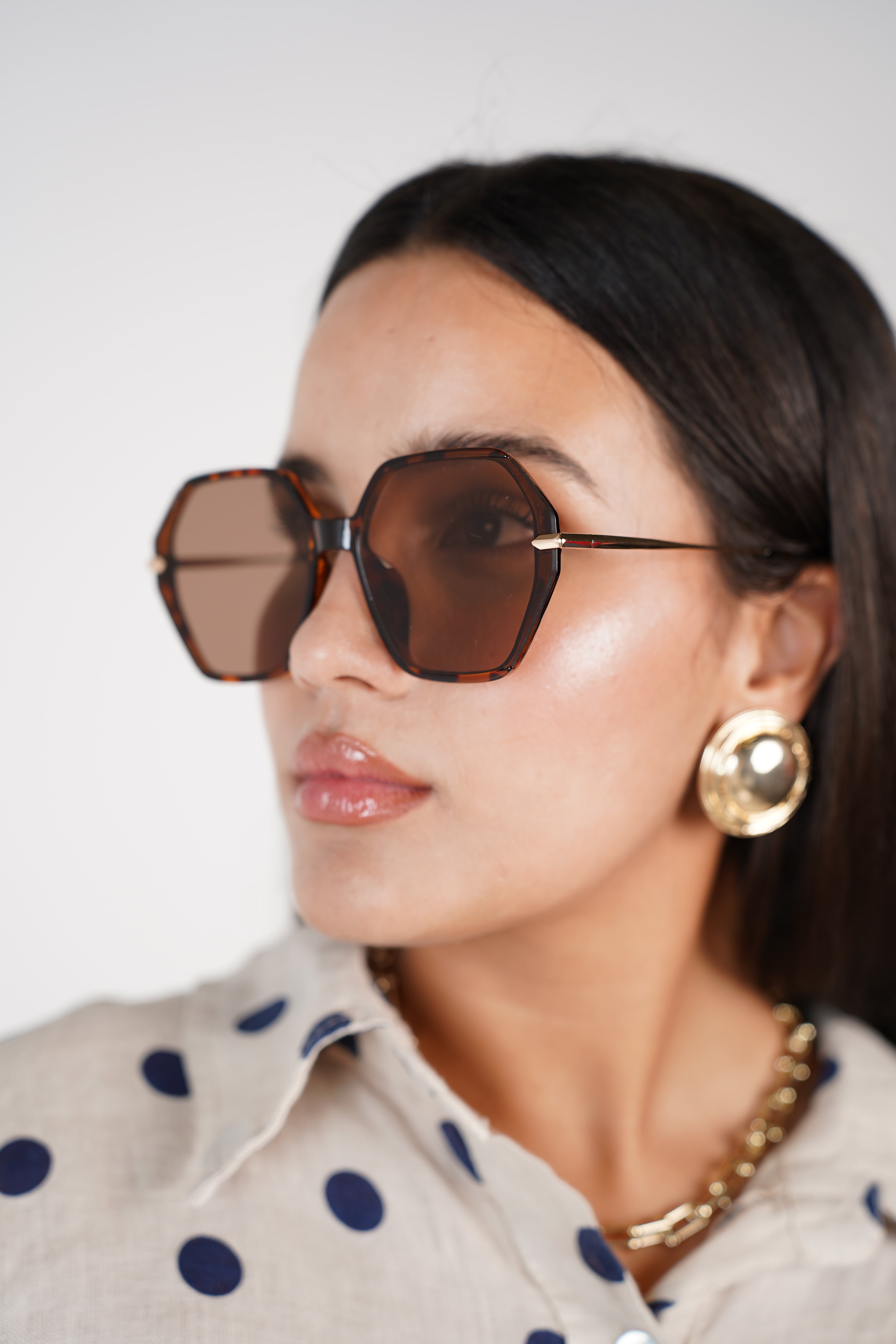 Luma Oversized Sunglasses – Matte Black Octagon Statement