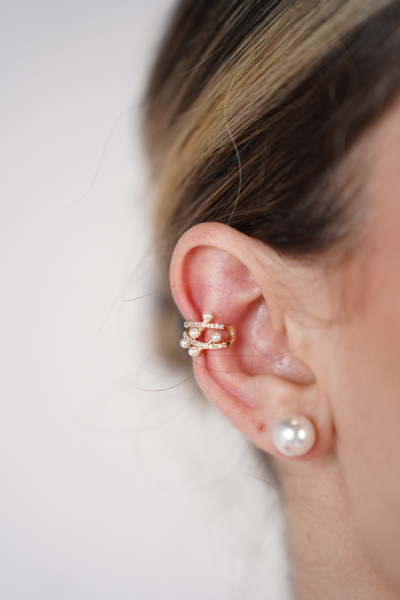 Talia Pearl Ear Cuff – Delicate Gold & Pearl Wrap Cuff
