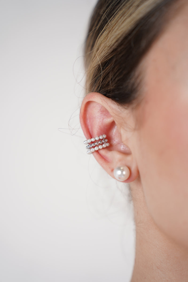 Laniey Multi Pearl Ear Cuff – Layered Silver & Pearl Detail