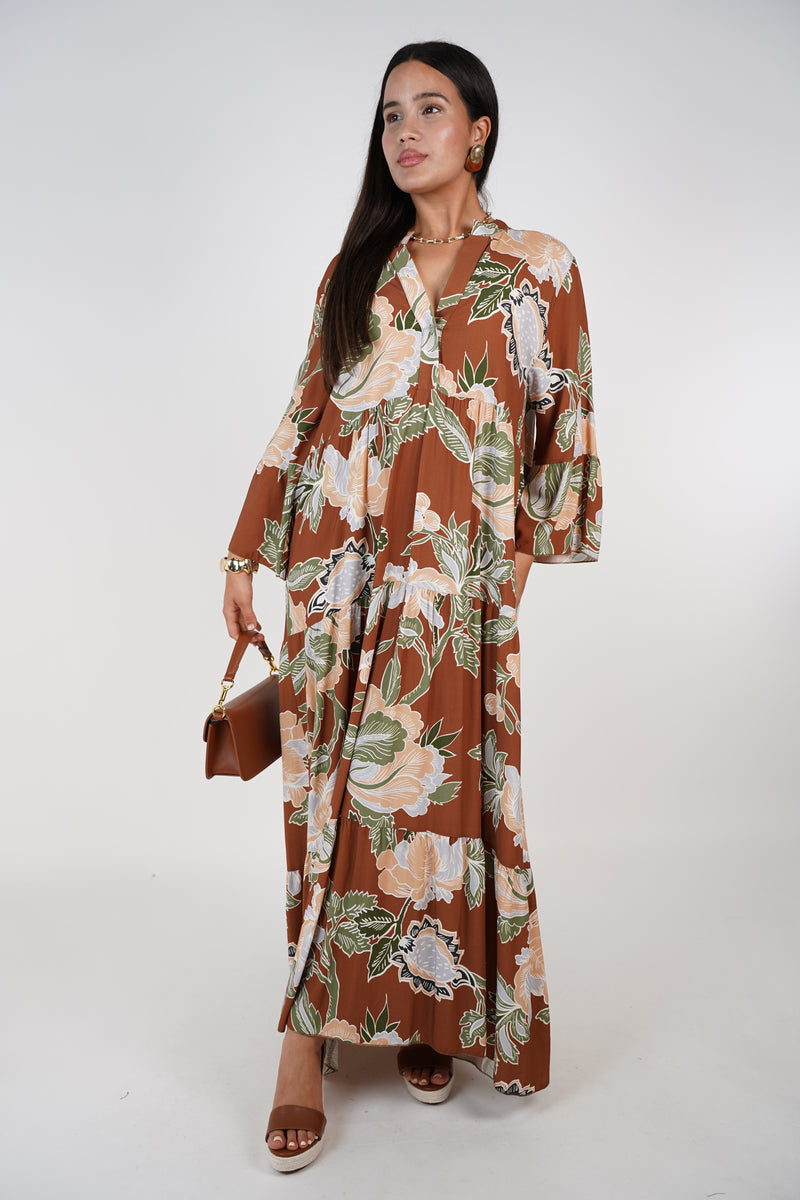 Hailey Stamped Maxi Dress – Flowing Floral Statement