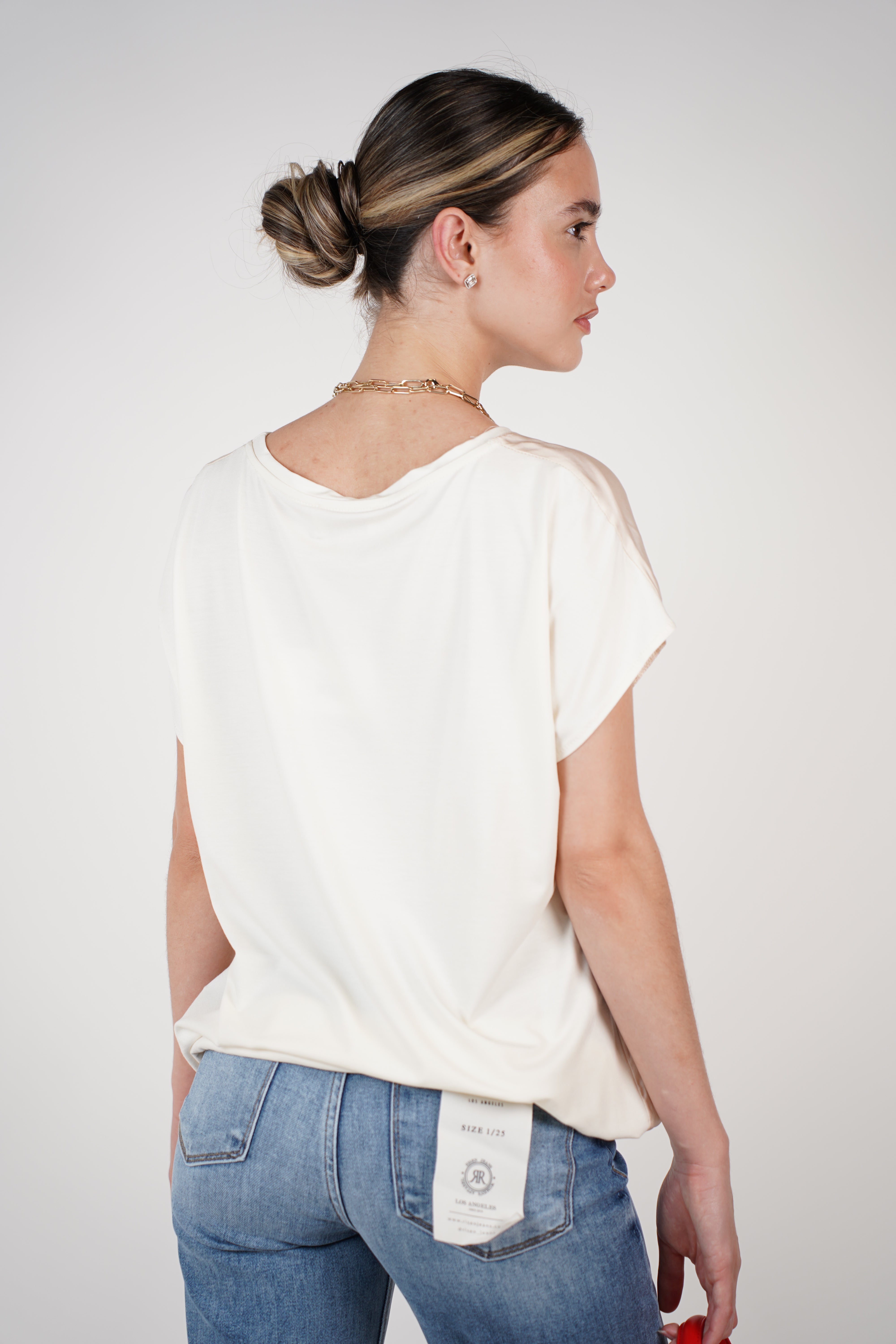 Italy Cherry Top – Satin Graphic Blouse with Drawstring Hem