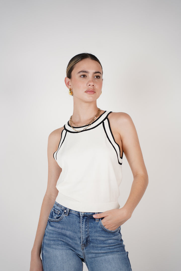 Katerine Top – Sleek Contrast Trim Knit Tank