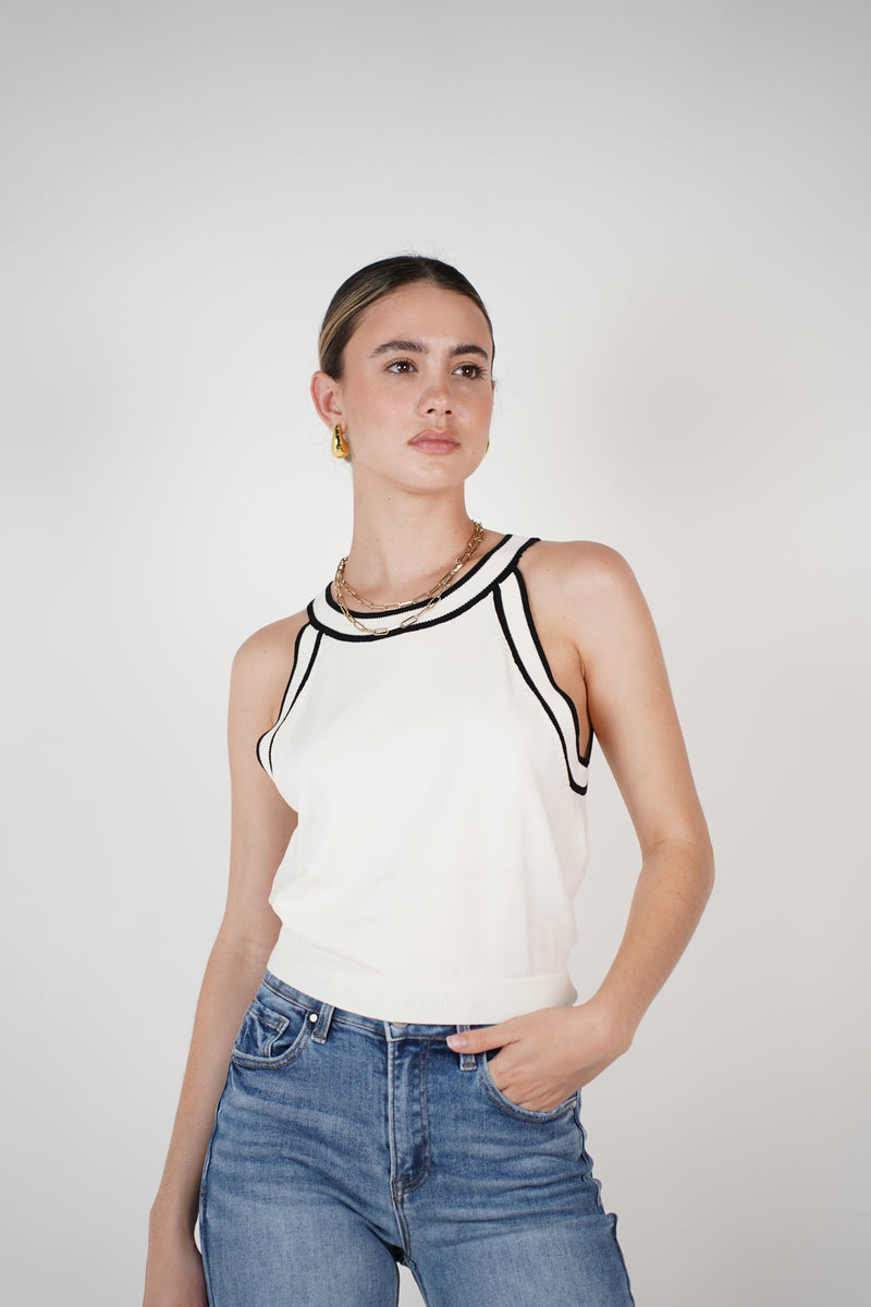 Katerine Top – Sleek Contrast Trim Knit Tank