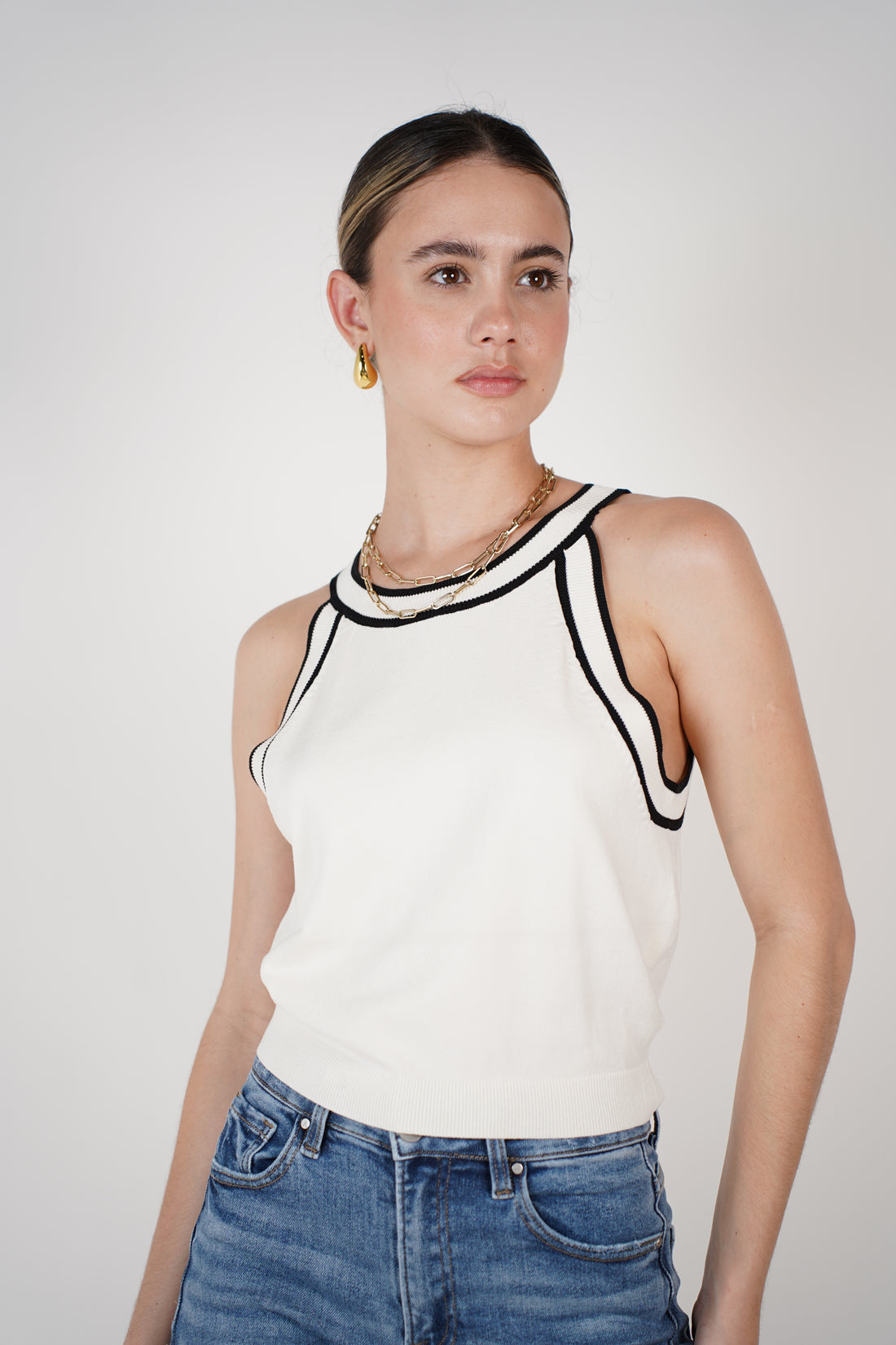Katerine Top – Sleek Contrast Trim Knit Tank