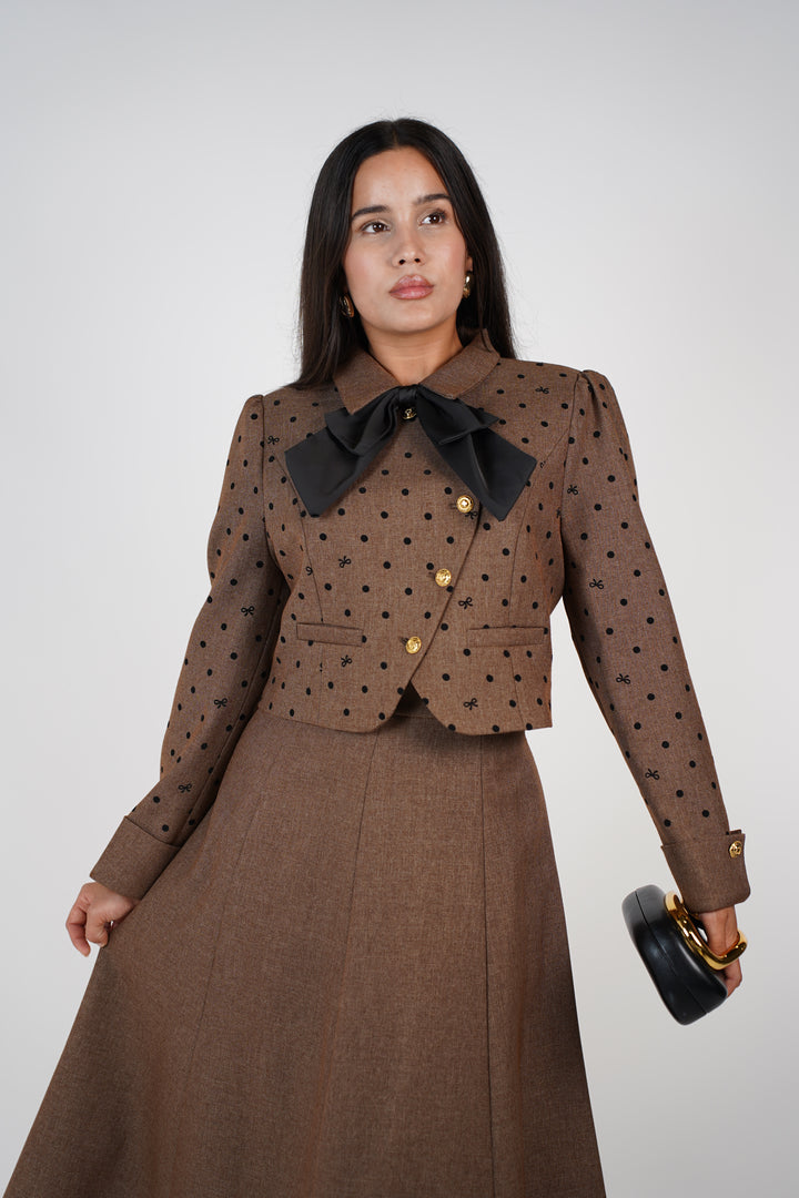 Yolanda Set – Polka Dot Blazer & Midi Skirt