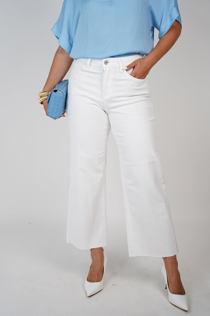 Yolanda Wide Leg Jean – Crisp White Denim with Clean Cut