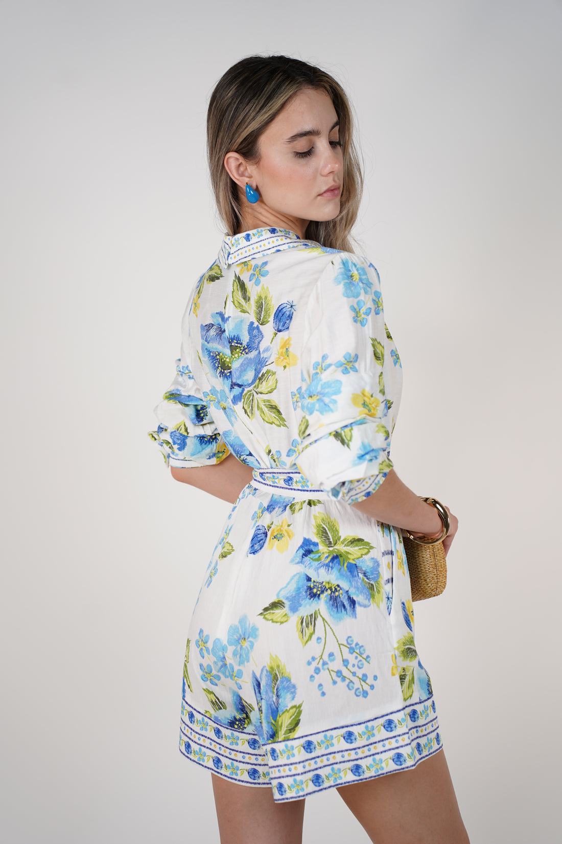 Kavira Stamped Romper – Floral Print with Belted Waist