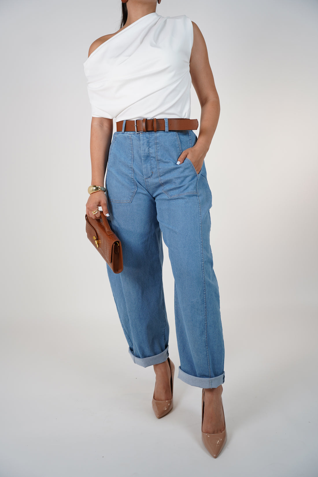 Tyla Belted Pants – Relaxed Denim with a Polished Touch