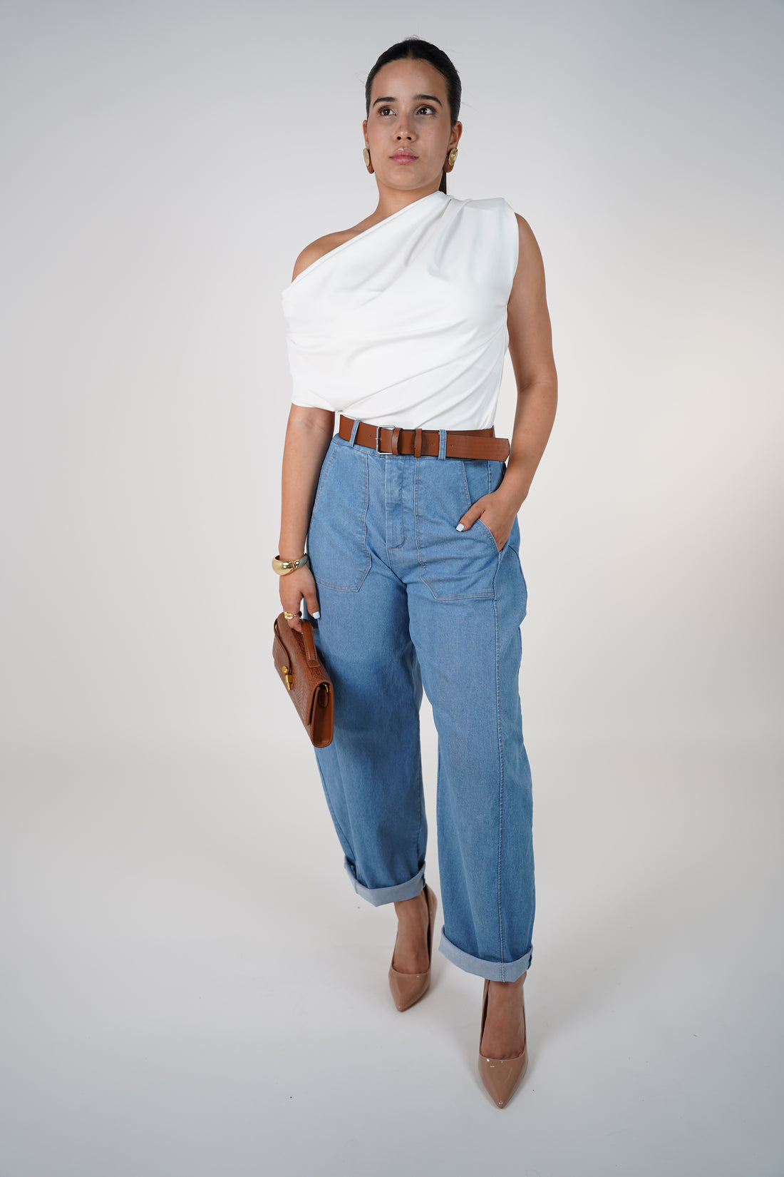Tyla Belted Pants – Relaxed Denim with a Polished Touch