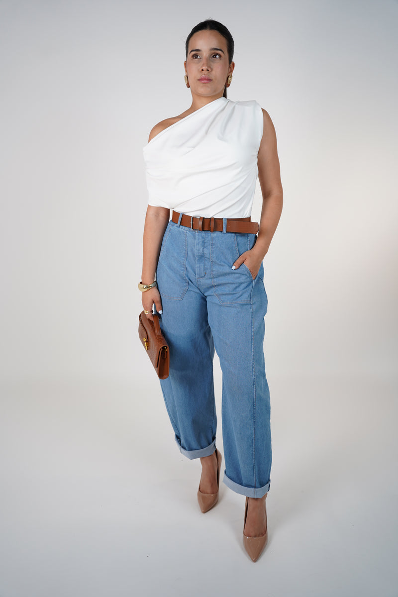 Tyla Belted Pants – Relaxed Denim with a Polished Touch