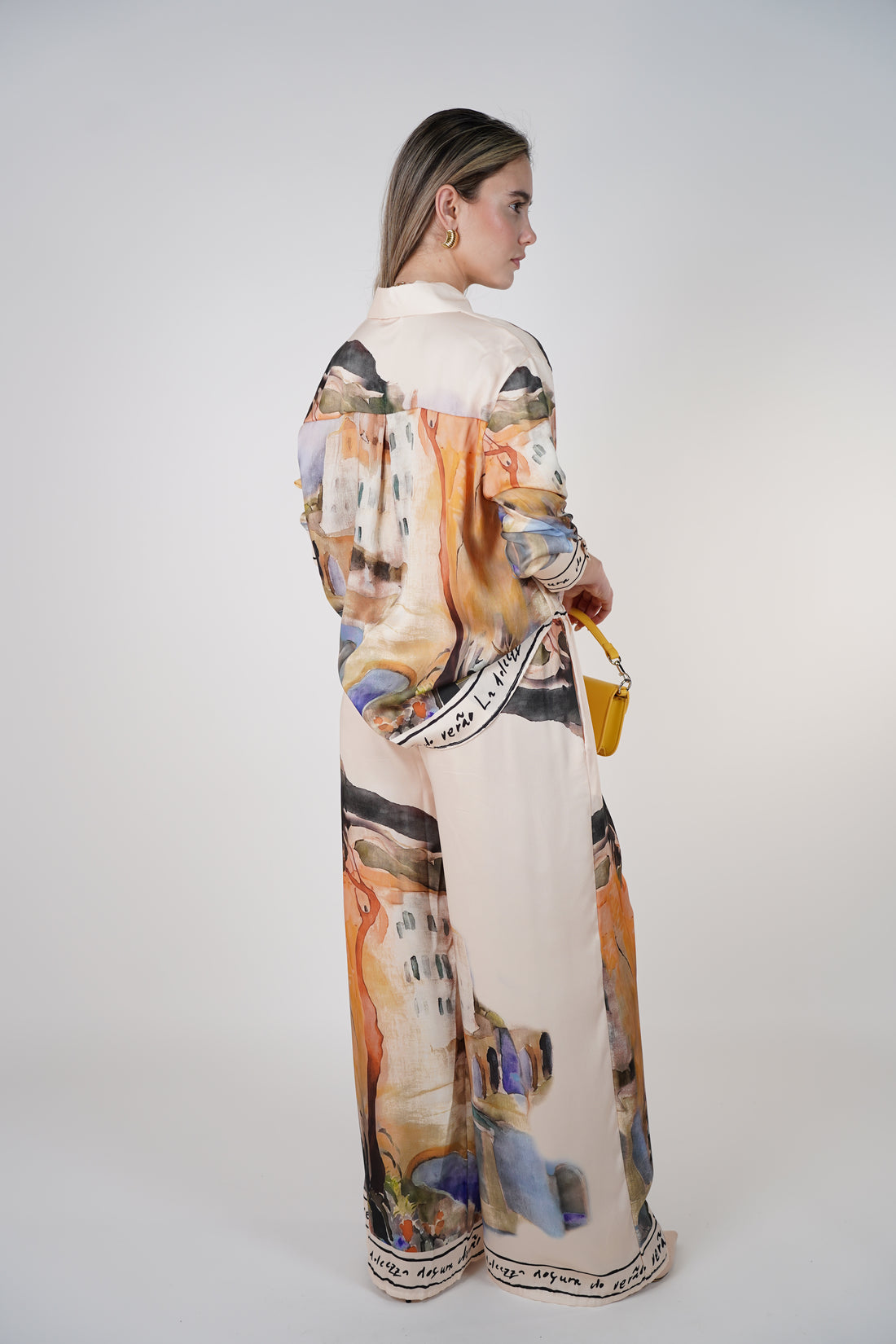 Auriel Santorini Pants Set – Watercolor Elegance in Motion
