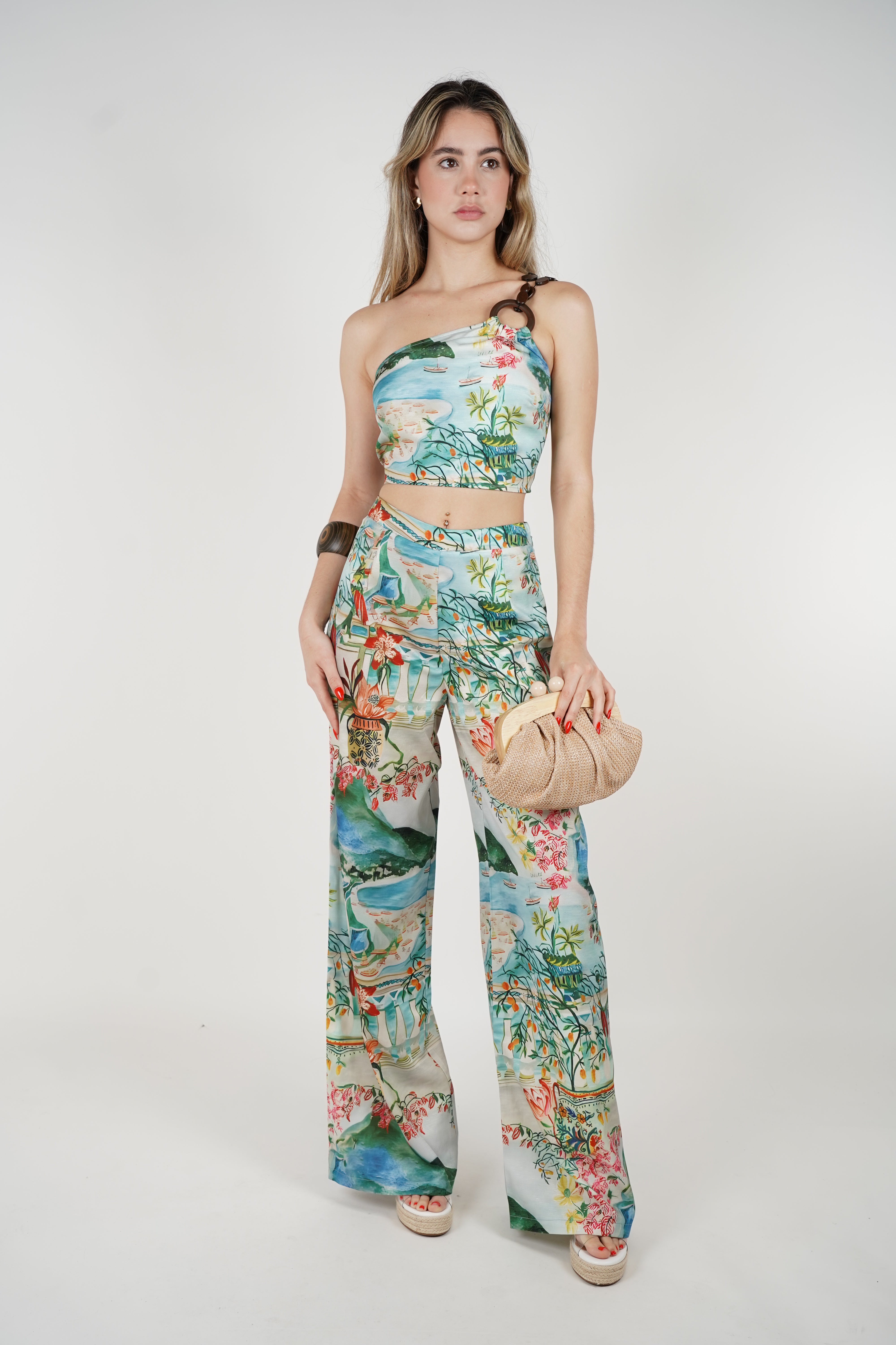 Joraya Pants Set – Scenic Watercolor Print Two-Piece
