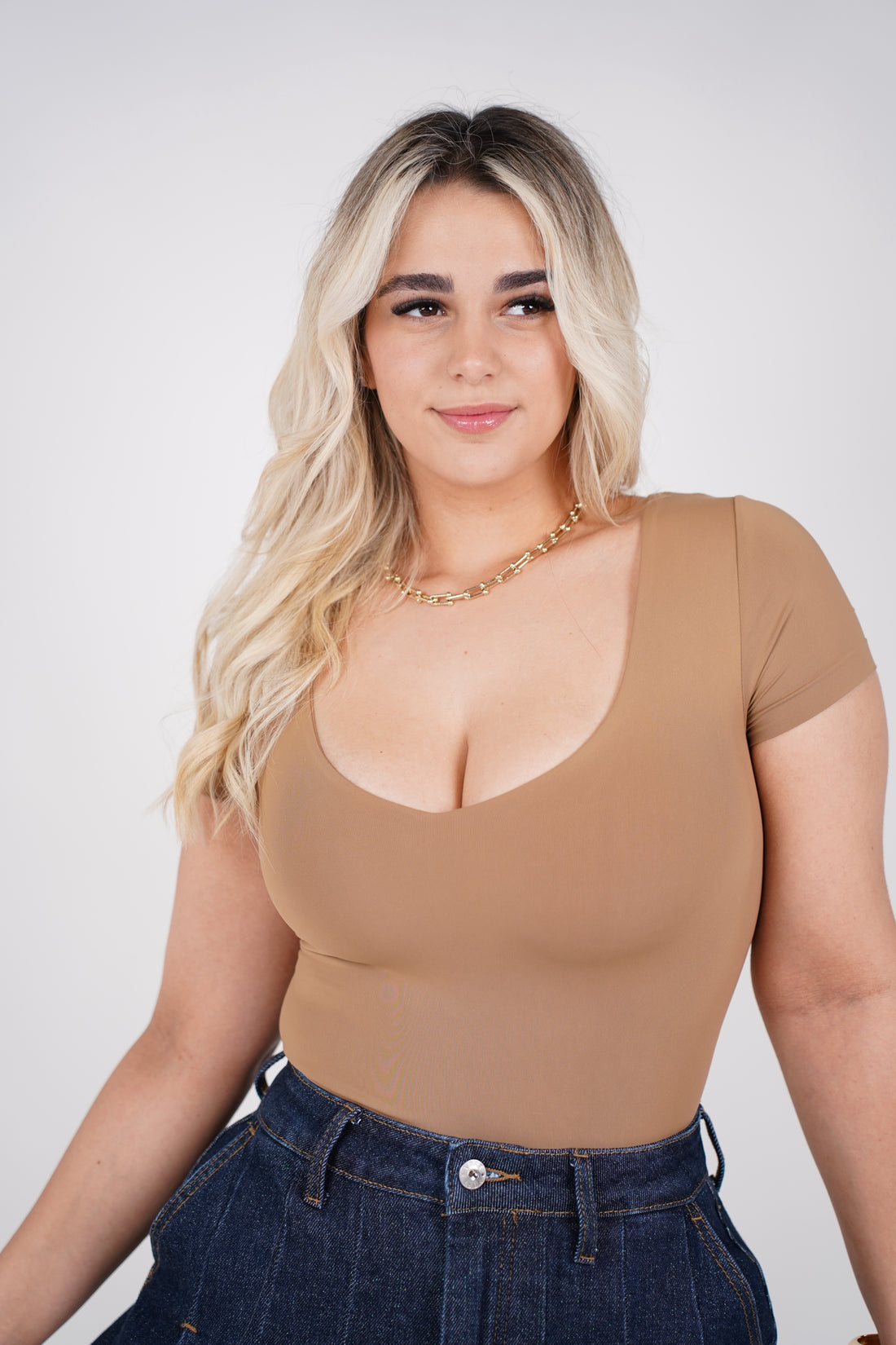 Ravie Basic V-Neck Bodysuit – Sleek, Stretchy & Flattering