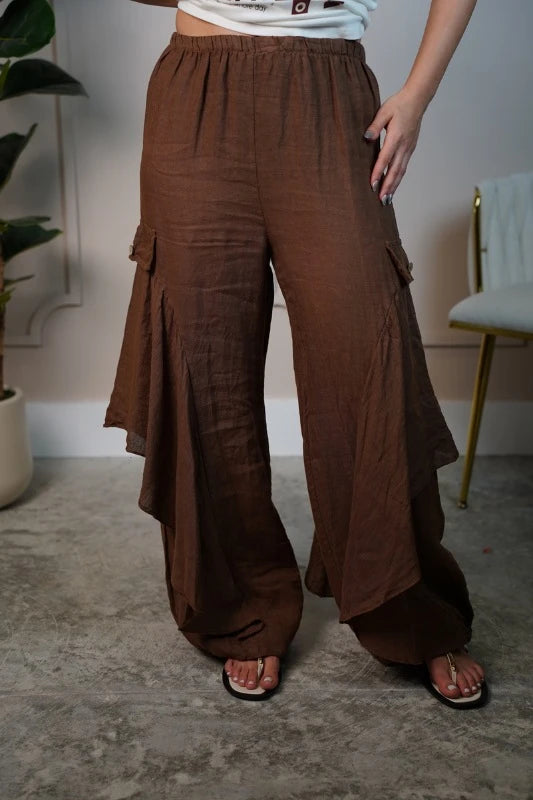 Kale Ruffle Linen Pants