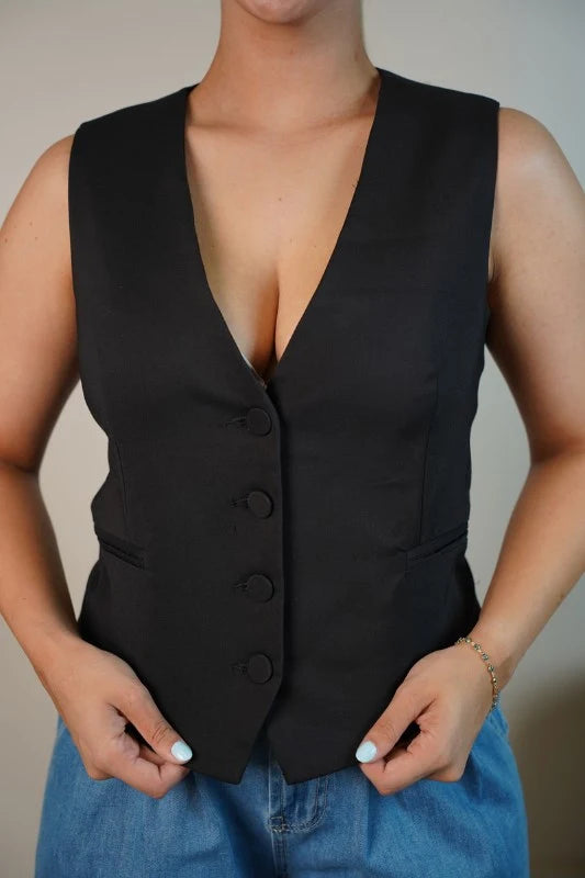 Valentina Black Tailored Vest 