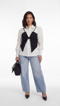 Ena Bow Detail Button Down