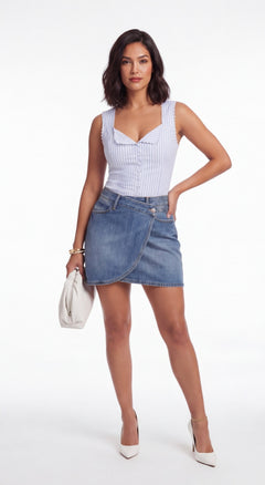 Llyra Wrap Mini Denim Skirt
