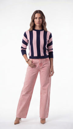 Roviare Contrast Stripe Knit Top