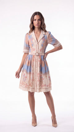 Xaren Floral Belted Mini Dress
