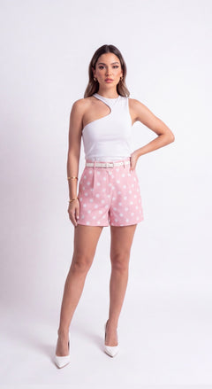 Cassis Polka Dot Belted Shorts