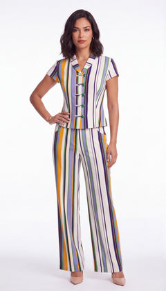 Rive Mandarin Collar Striped Set